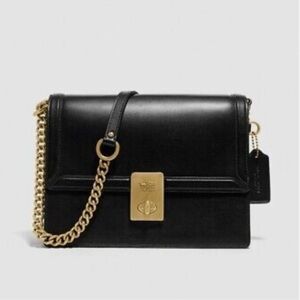 Coach Hutton Refined Calf Black/Gold Shoulder Bag